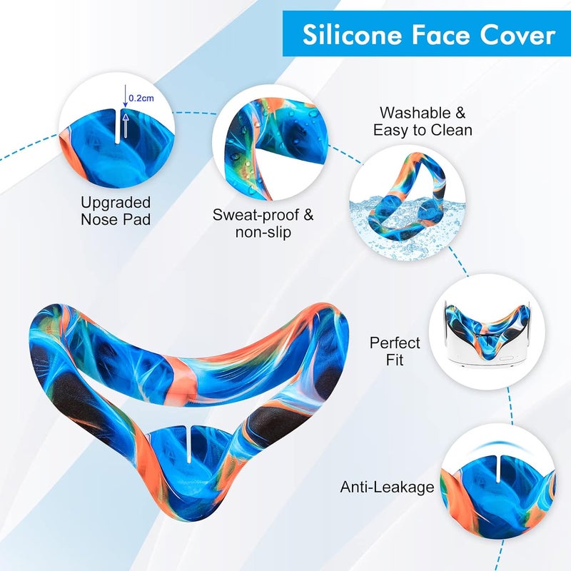 Relohas for Oculus Quest 2 Accessories, VR Accessory Set for Meta Quest 2, Include Controller Grip Leather Cover, VR Shell Cover, Face Cover, The Best Gifts for Christmas and Halloween(Aurora) - Image 4